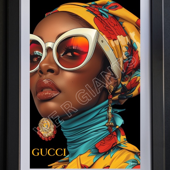 Gucci African Amercican Woman Ebony Queen Poster 11x17 Gucci Afro Poster Limited - Picture 1 of 2